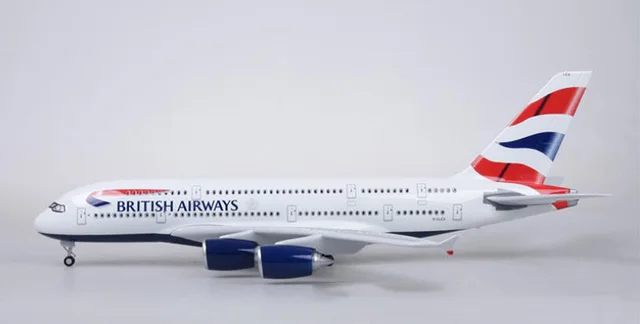 For Airbus  A380 British Airways Airlines Lightweight Die-cast Resin Aircraft Collection Display Plane Set Air Force(W Ligh