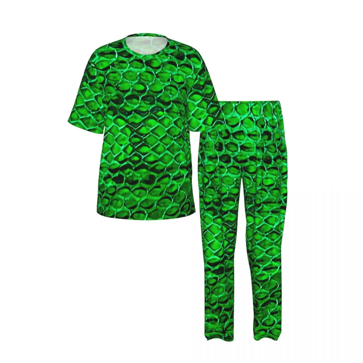 Men Pajamas Set Snake Skin Art Short Sleeve Spring Summer Lounge Sleepwear Male Nightwear