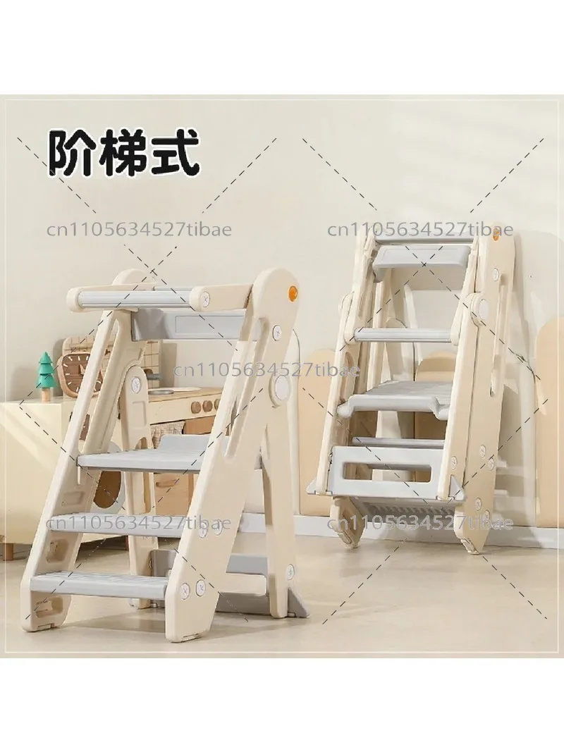 Foldable Adjustable Learning Tower Step Stool for Kids, Practical Hand Washing Stairs, Toddler Ascending Footstool