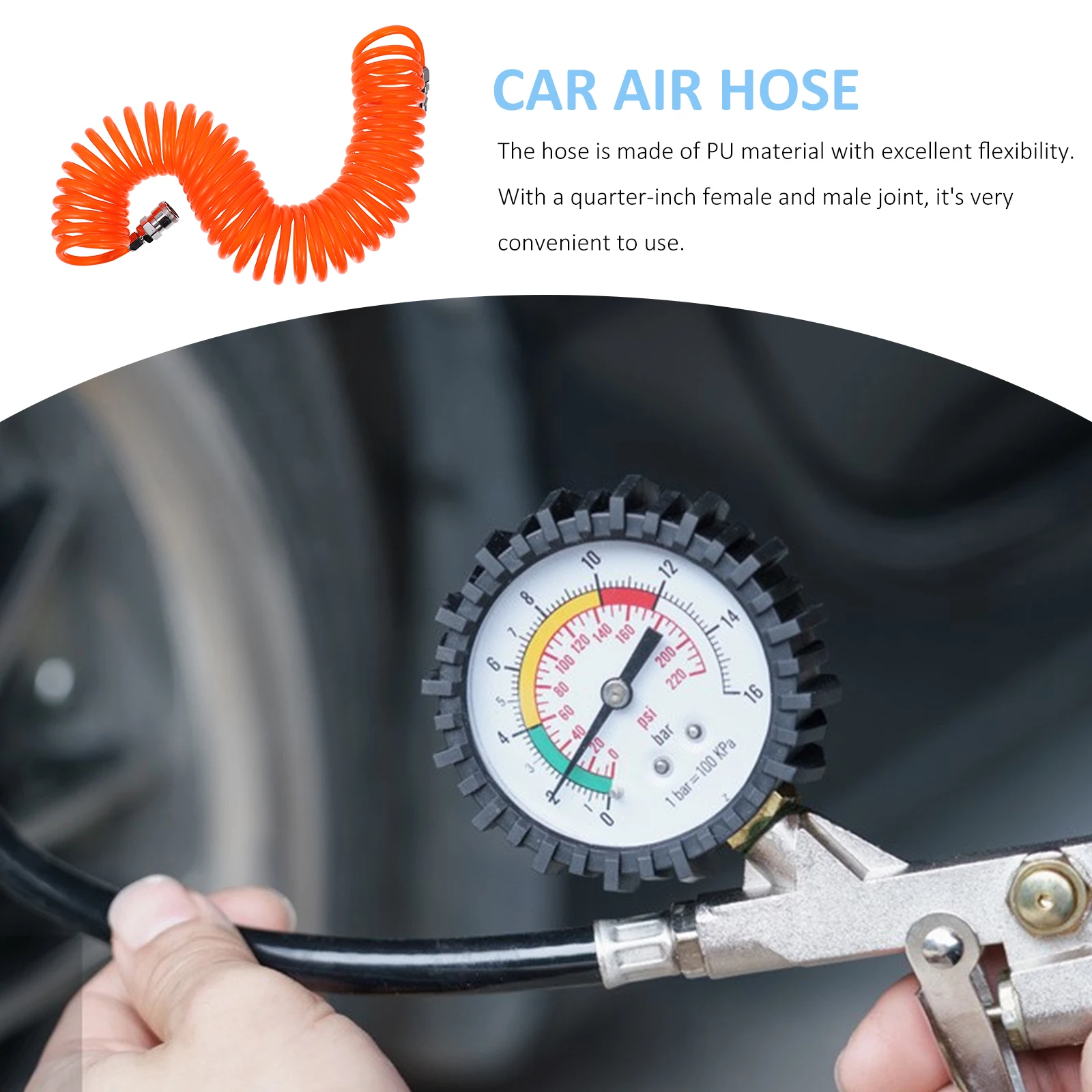 

Recoil Line Reel Coiled Pneumatic Compressor Tool Air Compression Hose Universal Car