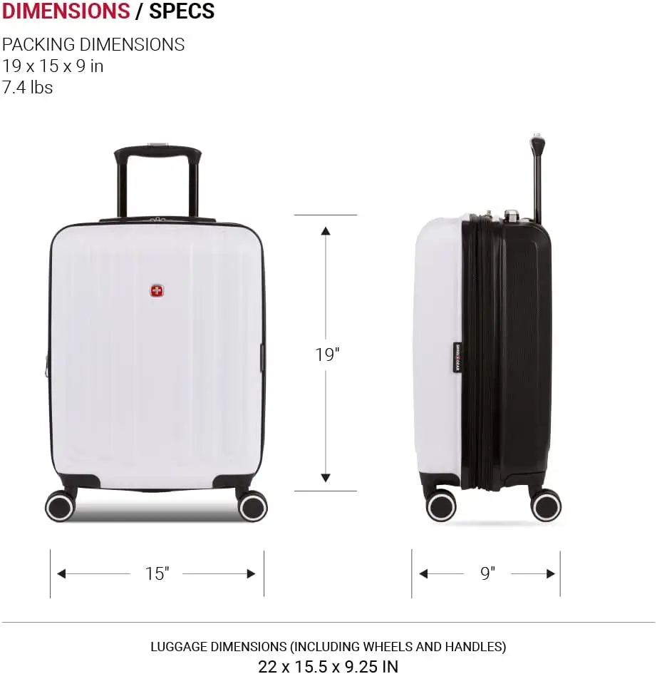 Duet Expandable Luggage, Hard Shell Carry-On Luggage with Spinner Wheels