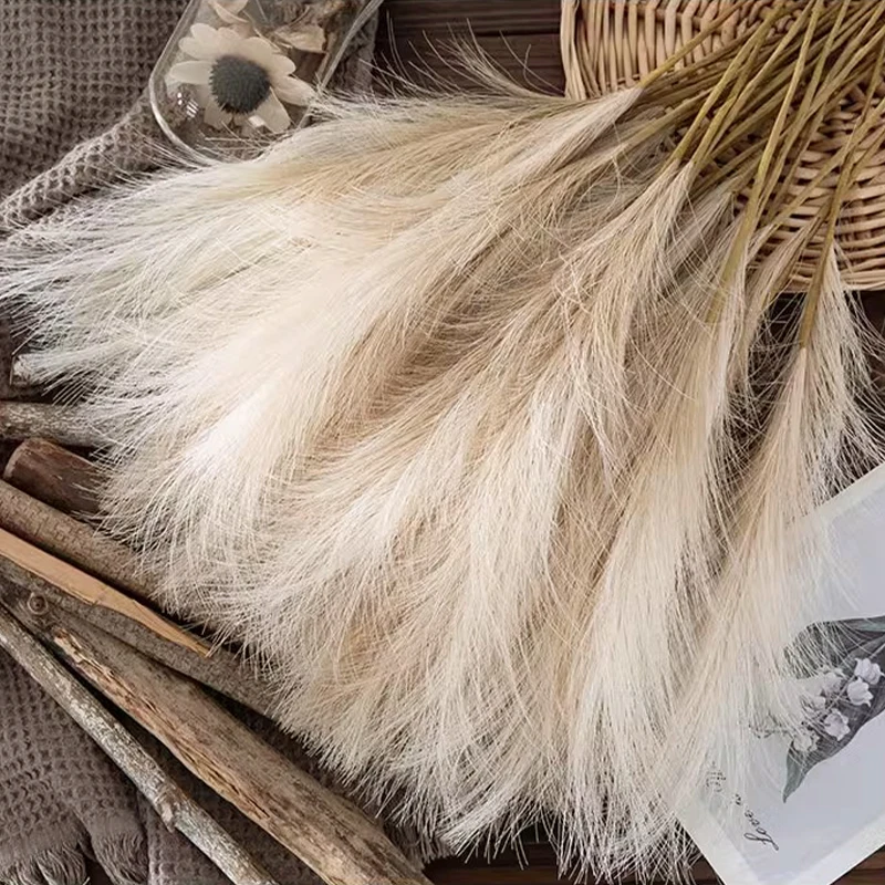 10 Stück Flauschiges Pampasgras Künstliche Simulationspflanzenblumen für Hochzeit Boho-Bouquet Heim-Party-Dekoration Schilfrohr-Blumendekor – Detail 9