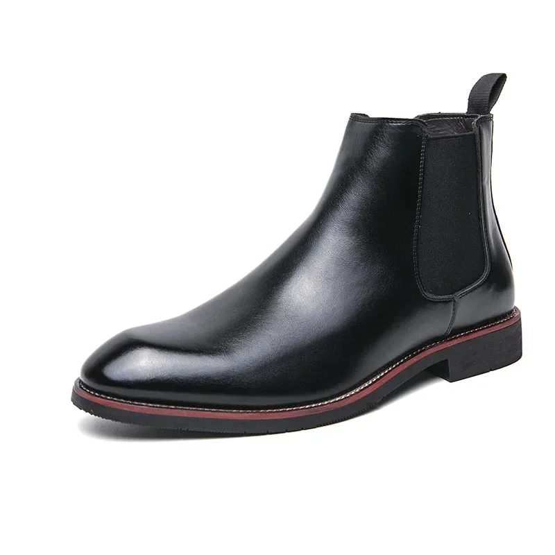 New Men Genuine Leather Boots Thick Soles Boots Sleeve Chelsea Men Boot Luxury Brand Men's Boot Casual Business Formal Boots