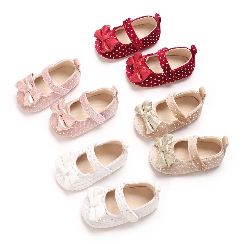 0-18Months New Baby Girls Shoes Princess Cute Bow Anti-slip Soft Rubber Bottom First Walker Toddler Crib Shoes