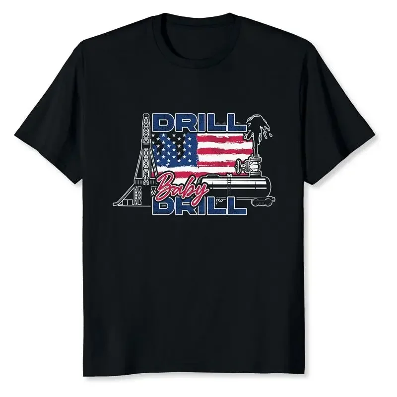 New Limited Drill Baby American Flag Oilrig Oilfield Trash T Shirt