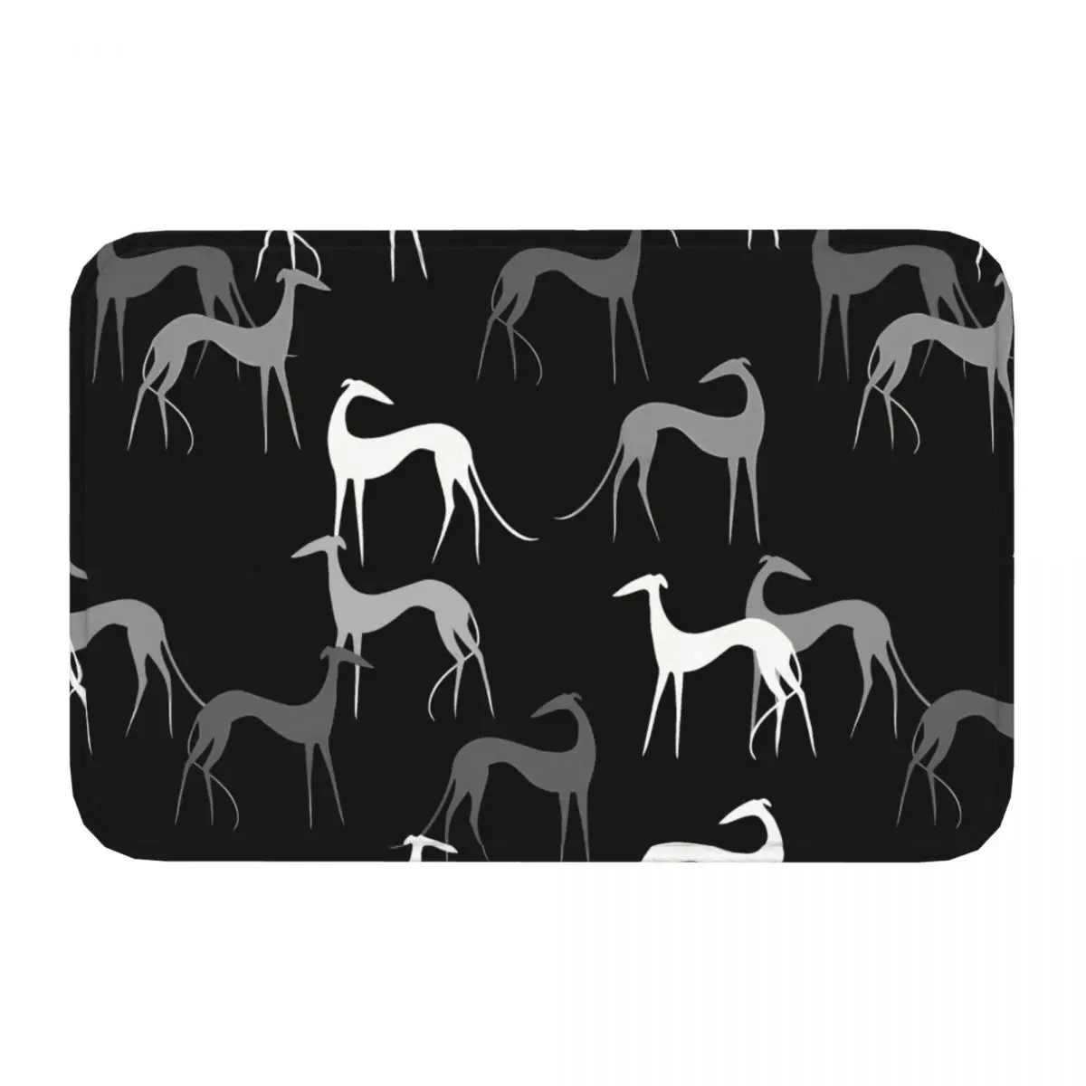 Sighthounds In Black Geryhound Greyhounds Dog Doge Long Leg Non-Slip Carpet Doormat Living Room Bathroom Mat Decoration Rug