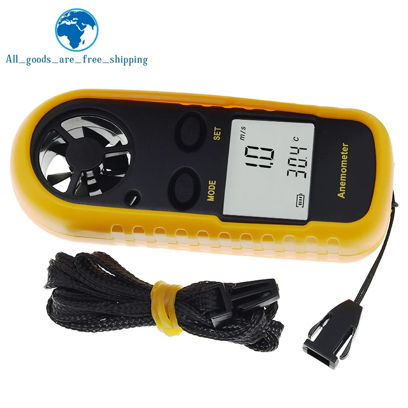 Digital Anemometer 0-30m/s Wind Speed Meter -10 ~ 45C Temperature Tester Anemometro With LCD Backlight Display