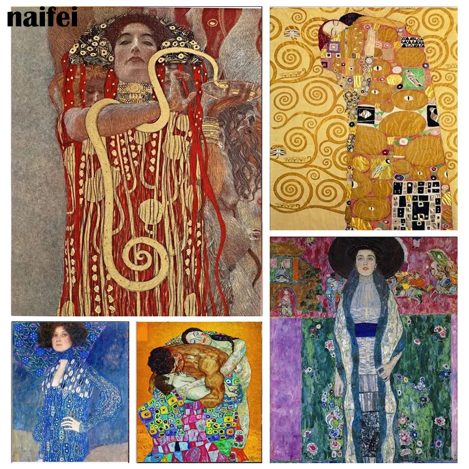 Klasyczny artysta Gustav Klimt Kiss streszczenie diamentowe malowanie 5D Diy pełna kwadratowa okrągła mozaika z haftu diamentowego obraz ozdobny