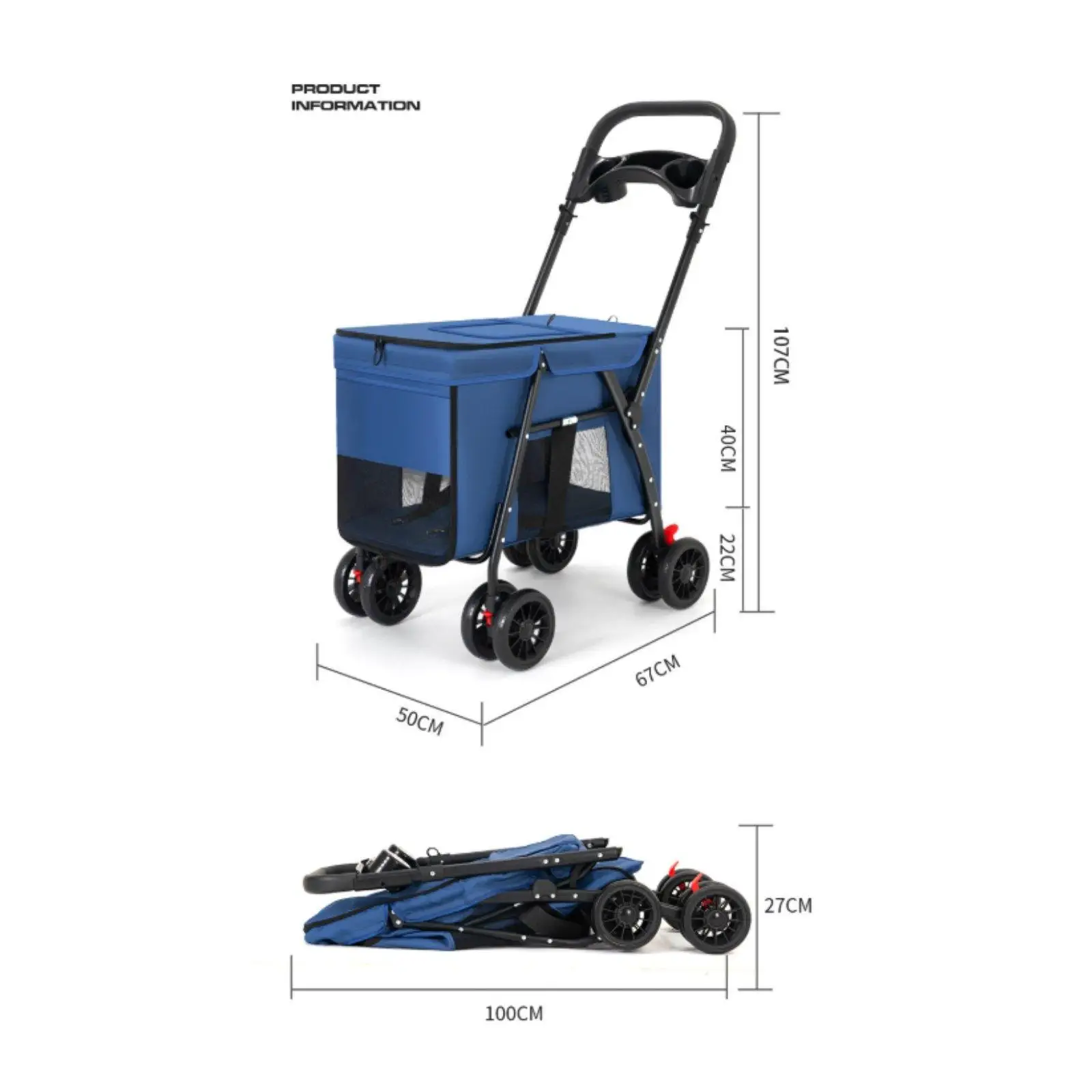 Dog Stroller Foldable Lightweight Sturdy Oxford Material for Travel Dog Stroller Foldable Lightweight Sturdy Oxford Material for Travel