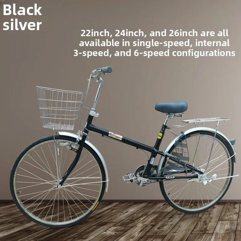 Japanese Retro Steel City Commuter Bicycle 22 24 26 Inches Single-speed Bicycle Adult Lightweight Bicycle Adult Bicycle