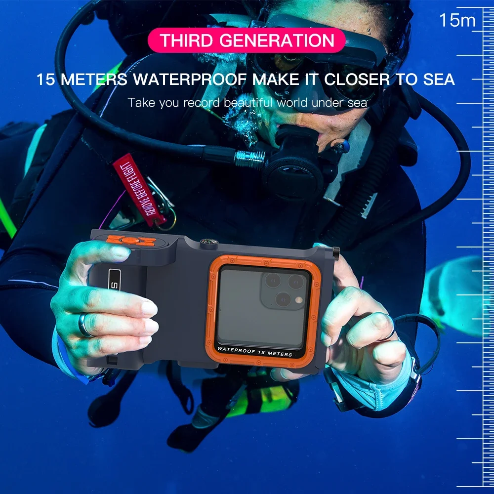

3 Generation Remote Control Diving Phone Protective Case Snorkeling Surfing Underwater Photo Video Case For iPhone 16 S25 Ultra
