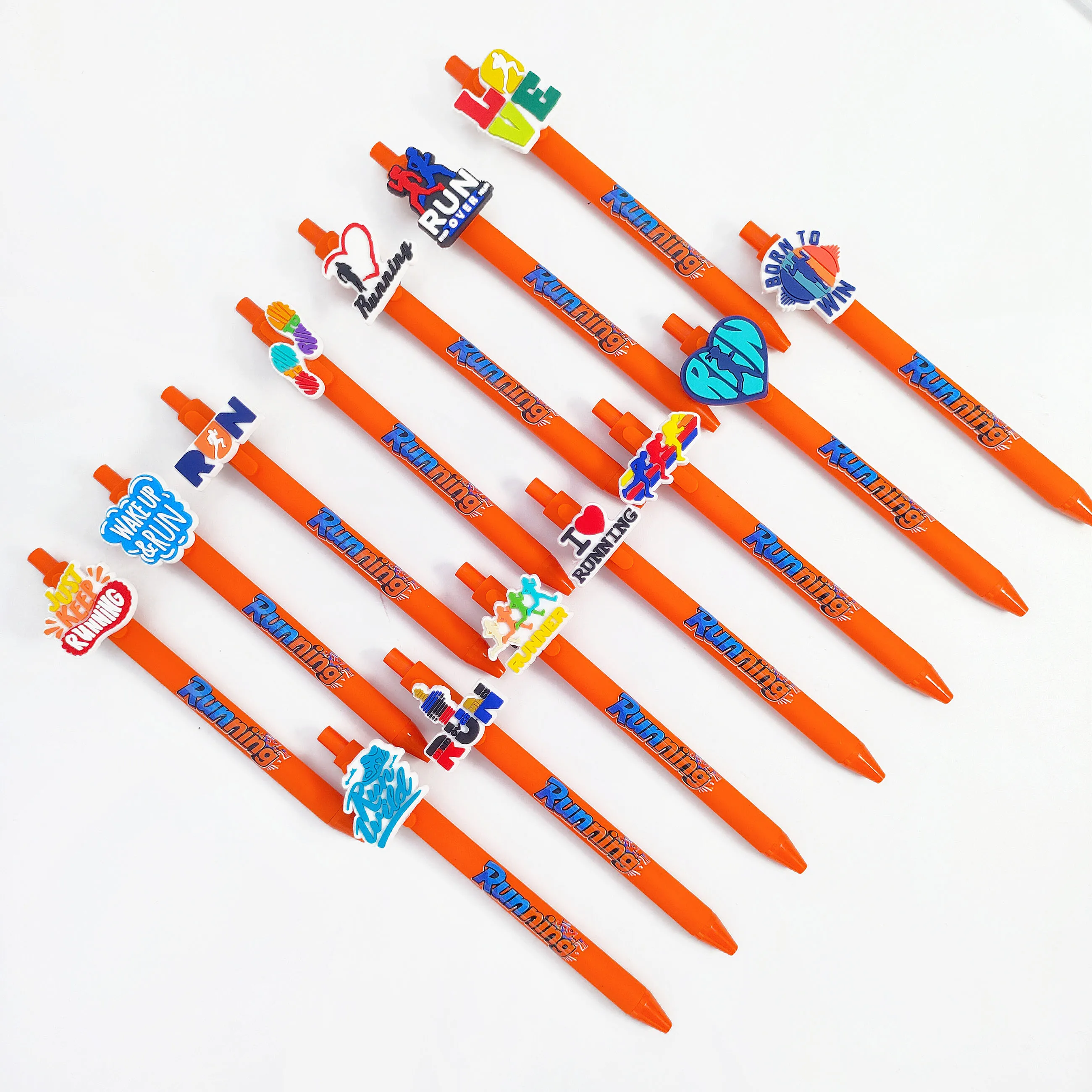 15/20 قطعة قلم حبر جاف رياضي للجري باللون البرتقالي، قرطاسية كتابة للطلاب مناسبة للأنشطة المكتبية وما إلى ذلك.