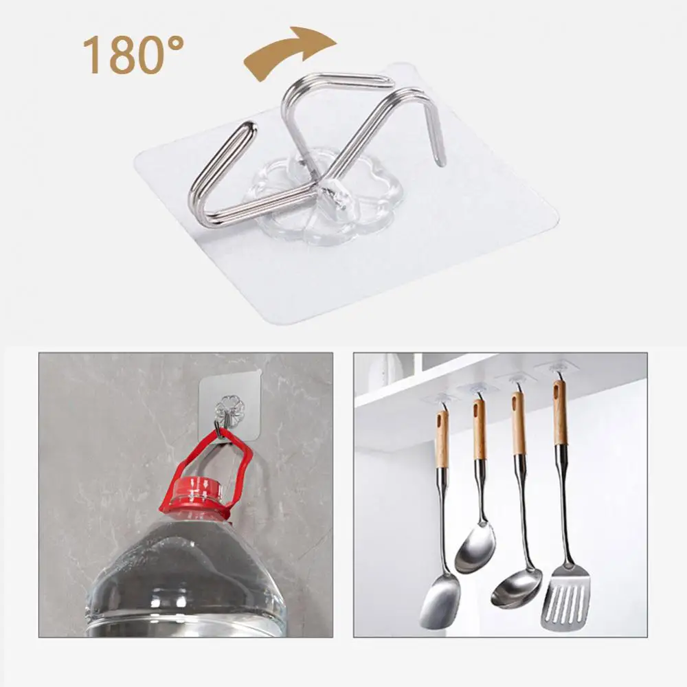 Crochet Mural Auto-Adhésif Transparent Sans Clous, Rangement Multi-Usages, T1 HOKitchen, 20/5 Pièces