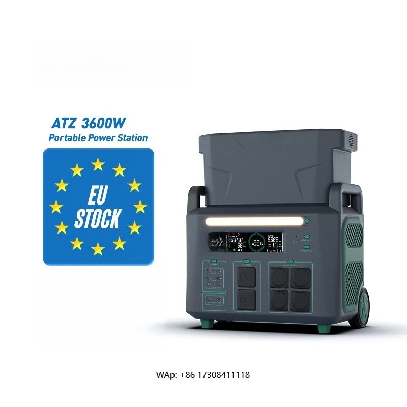 Portable 3600W Power Station Generator Pure Sine Wave External Battery Flashlight PV Controller Solar Energy Storage System