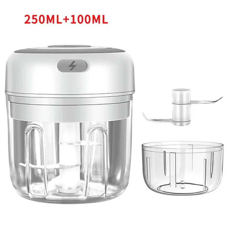 전기 마늘 쵸퍼 100/250ML 미니 휴대용 야채 쵸퍼 마늘 분쇄기 사수기 양파 쵸퍼 블렌더 야채