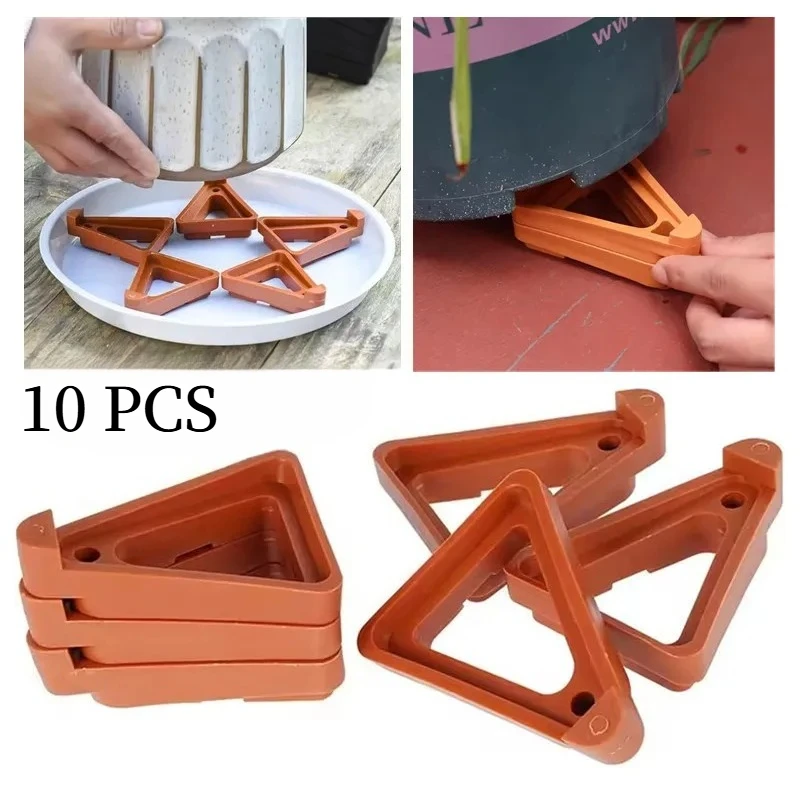 10pcs Plant Flower Pot Feet Stand Ventilation Base Raised Flower Pot Foot Pad Breathable Triangle Tray Garden Supplies