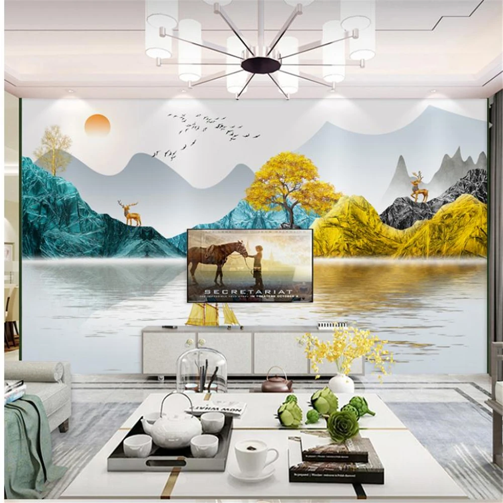 

European-style TV background wall wallpaper living room decoration 3d wallpaper bedroom simple modern 5d three-