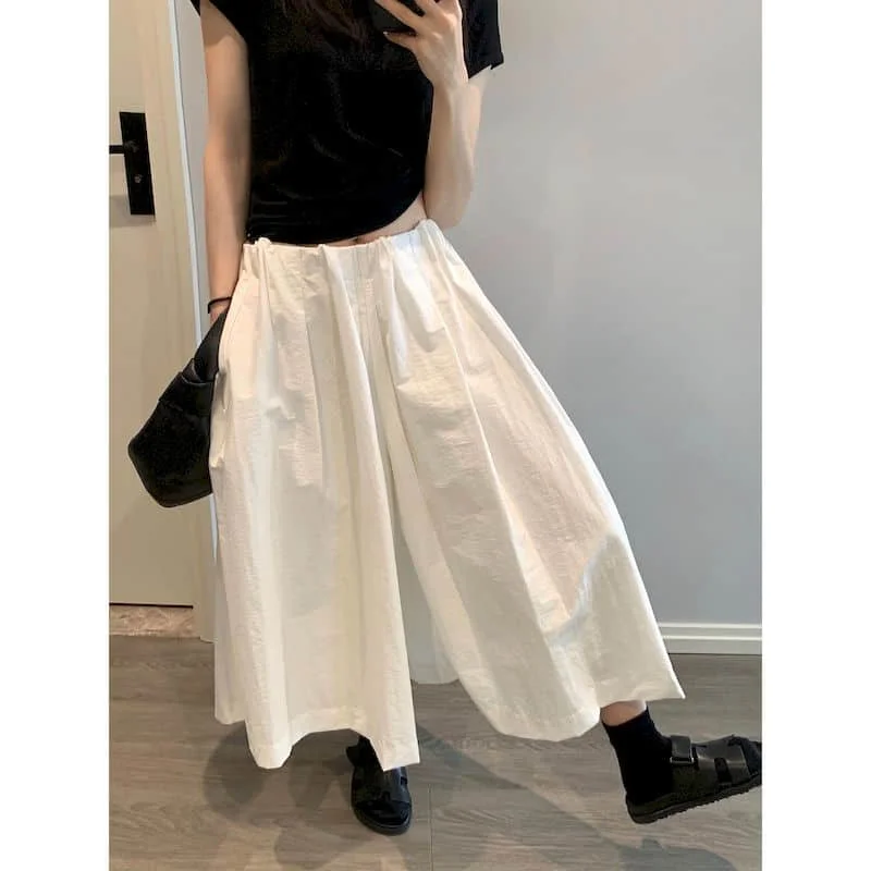 

Брюки до щиколотки женские Harajuku свободные повседневные мешковатые брюки винтажные летние брюки в корейском стиле с эластичной резинкой на талии широкие брюки