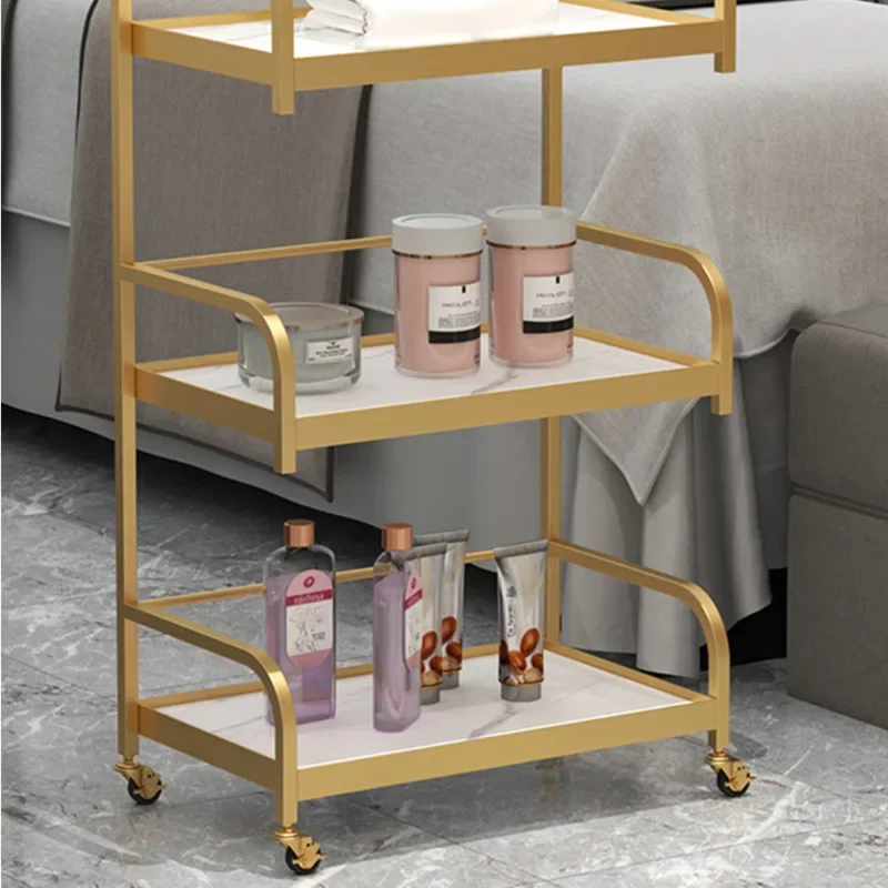 Organizational Luxury Salon Cart on Wheels Tattoo Instrument Shelves Foot Bath and Barbershop Support Trolley