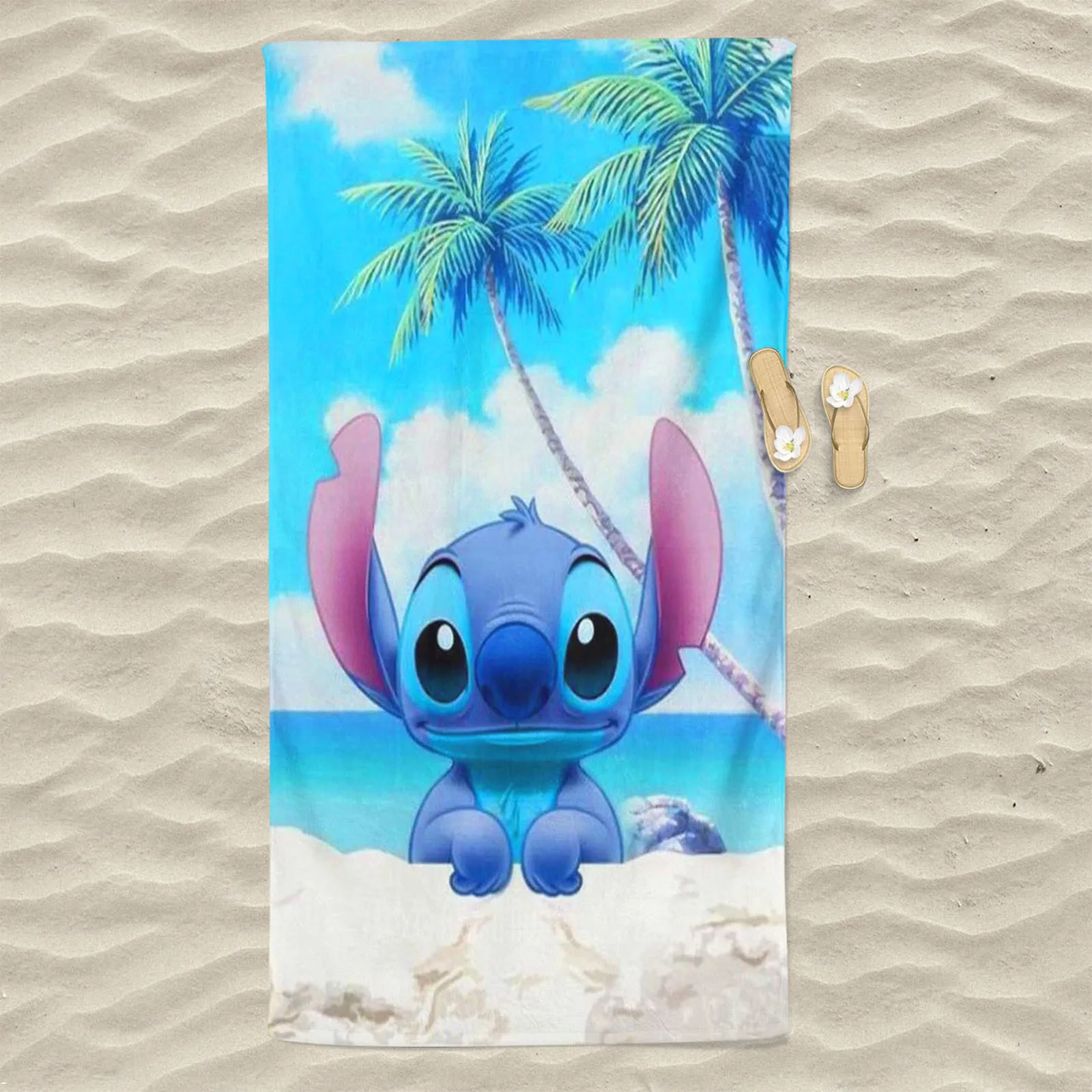 Disney Lilo & Stitch Pink Leopard Beach Towel Cartoon Cute Room Home Shower Travel Decor Bath Baby Children for Bathroom