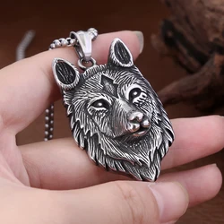 Fashion Vintage Viking Wolf Head Pendant for Men Boy Punk 316L Stainless Steel Animal Amulet Necklace Jewelry Gift Wholesale