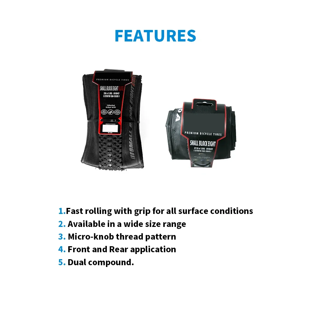 Bicycle Tire Foldable K1047 Tires 26 27.5 29 inch 1.95 2.10 SMALL BLOCK EIGHT Mountain MTB Bicycle Tires for Bike