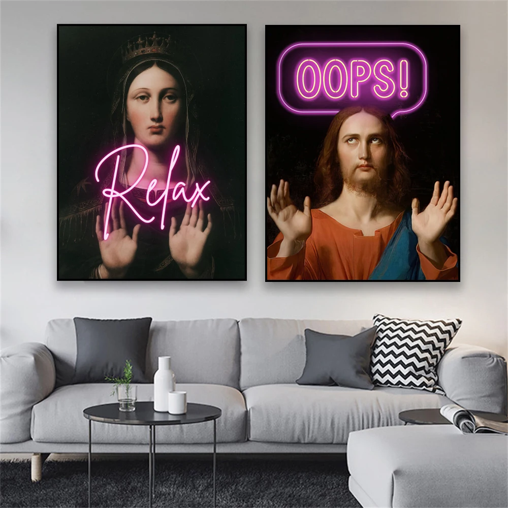 Śmieszne ciemny portret plakat Vintage Alter portret wystrój z nadrukiem Neon cytat Moody płótno artystyczne malarstwo galeria ozdoby do dekoracji wnętrz ścienne