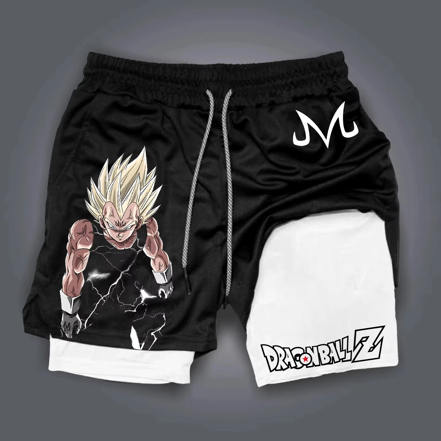 Dragon Ball GOKU bedruckte doppellagige Shorts von Bandai, lockere, atmungsaktive Sportshorts für Herren und Damen im Sommer