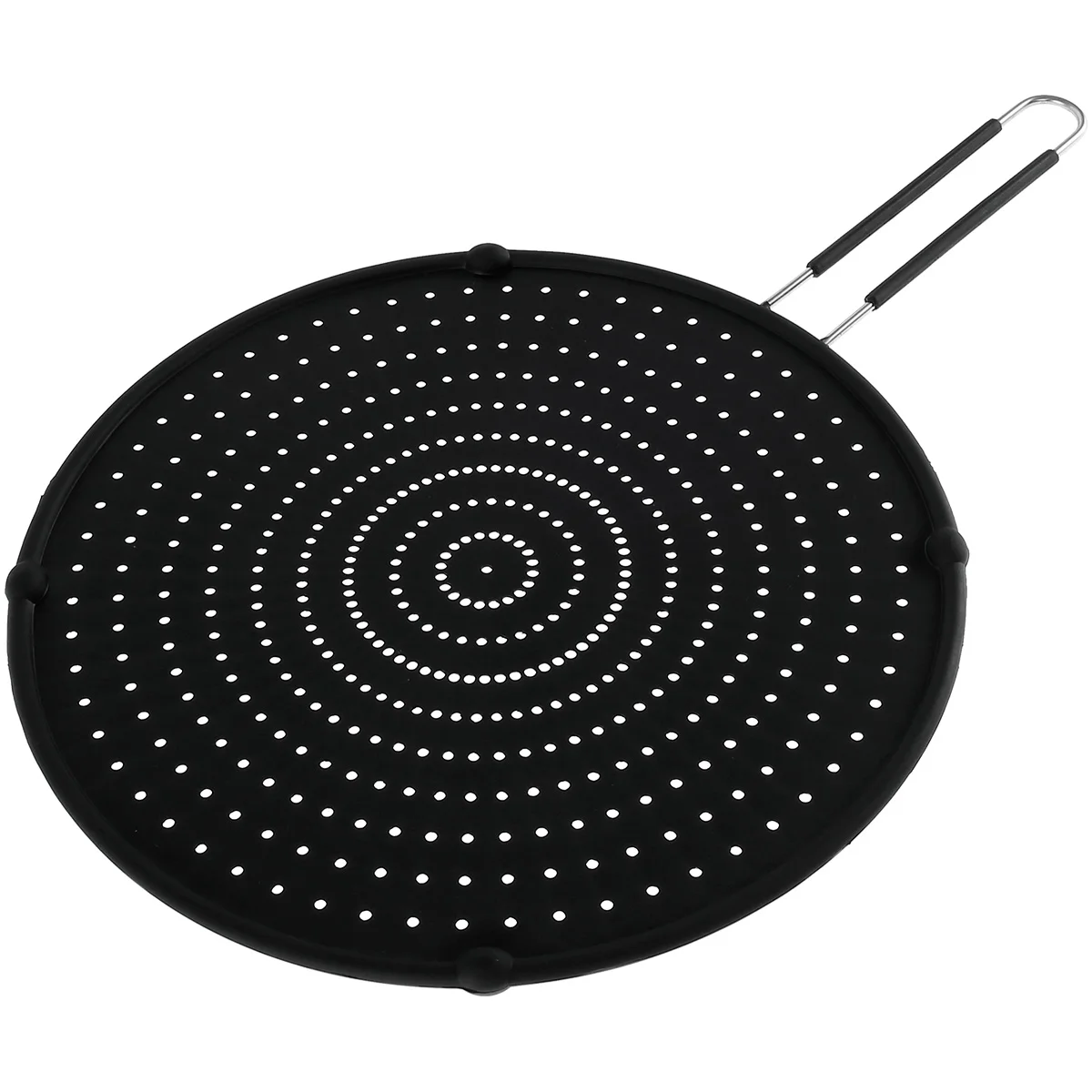 Pantalla de salpicaduras de silicona para cocina con mango plegable, resistente al calor de aceite protector contra salpicaduras, cubierta de tablero de drenaje, tapa de sartén