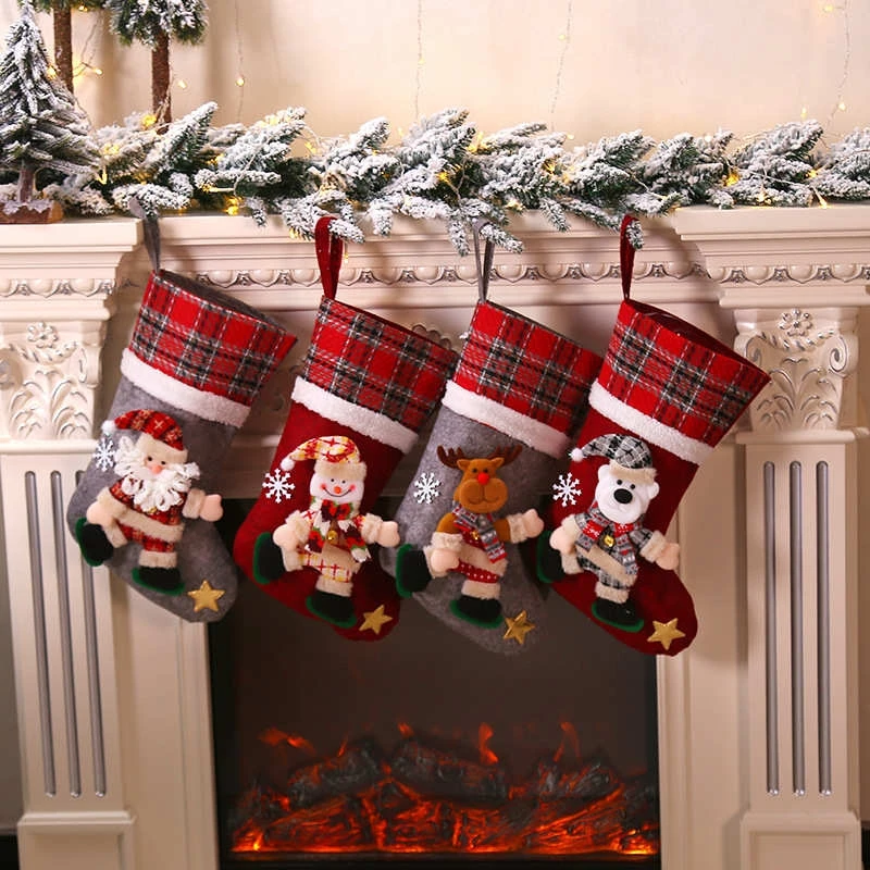 

Christmas Decoration 2025 Santa Snowman Hanging Christmas Stocking Candy Bag Christmas Home Decor Navidad Ornament New Year Gift