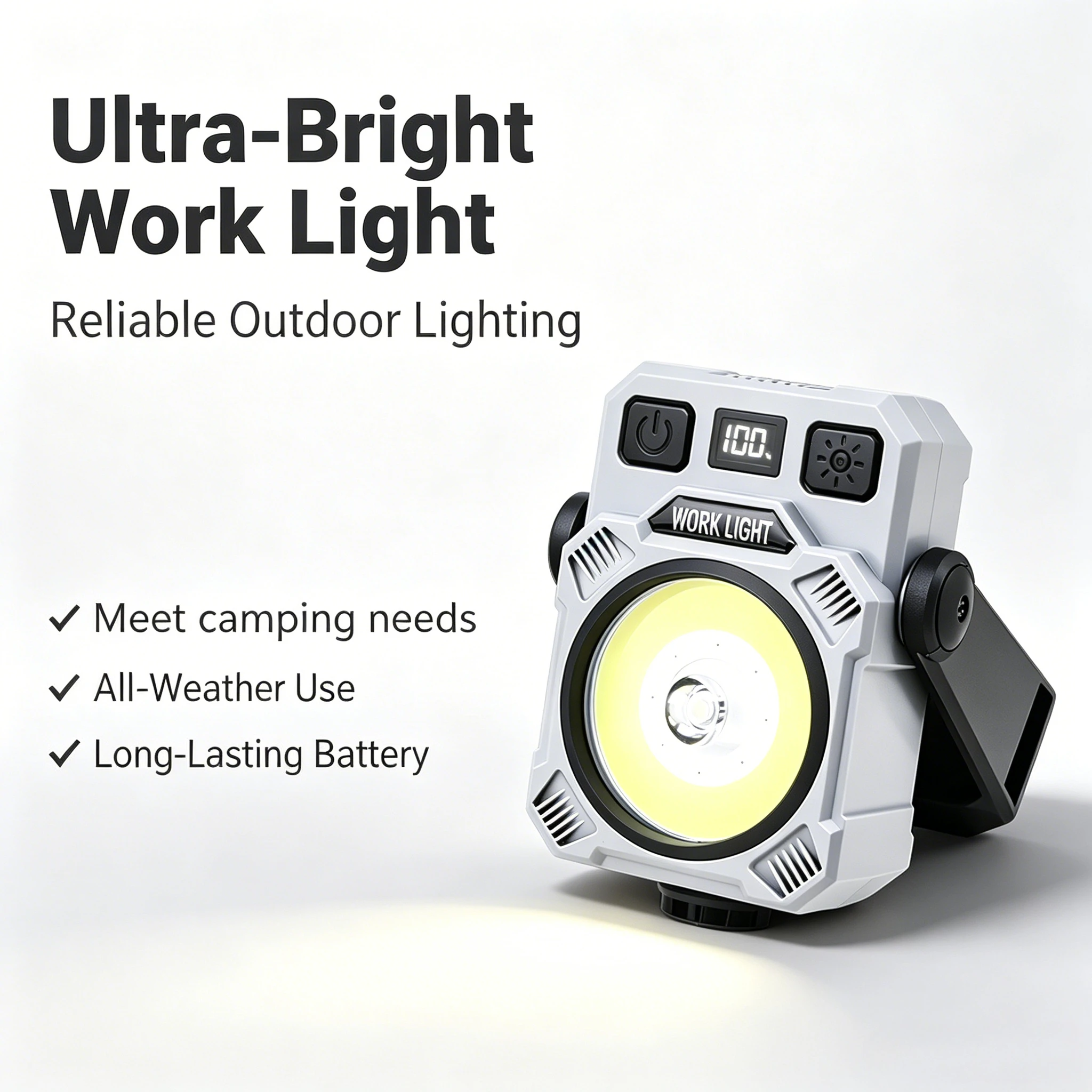 

Waterproof Portable Camping Work Light with Power Bank Function 360° Rotatable Stand for Fishing Hiking Garage