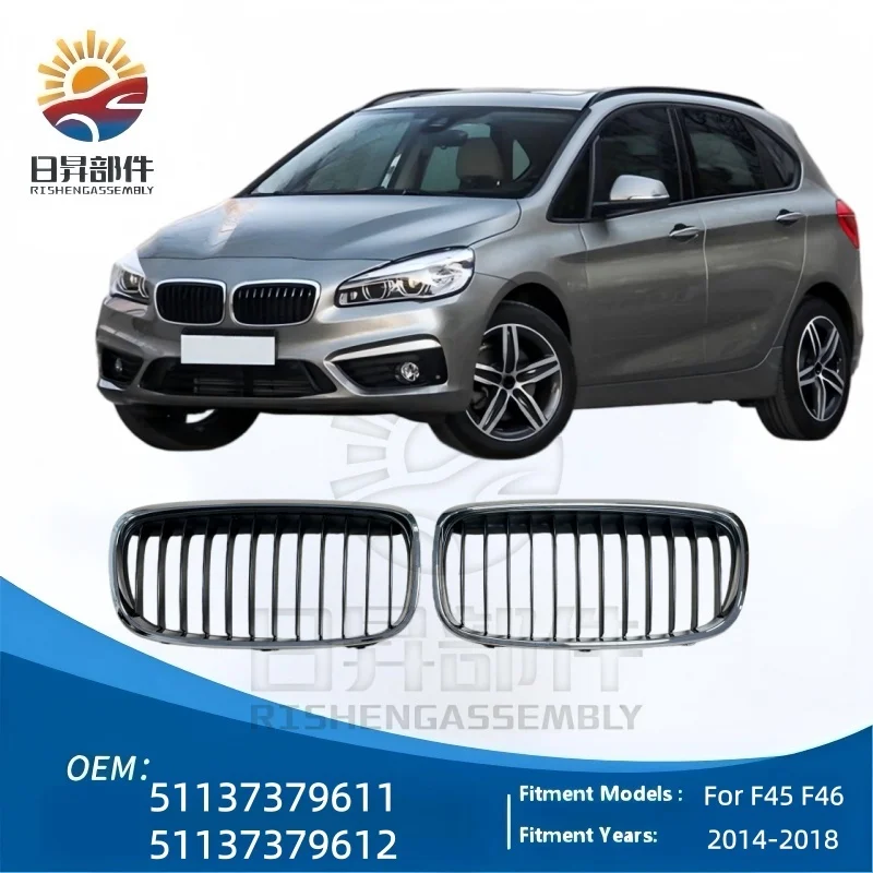 for-bmw-f45-f46-front-decorative-grille-12-slats-pair-51137379611-51137379612-kidney-grille-chrome-and-black