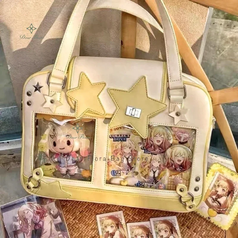 

Y2K Trendy Star Ita Bag Lolita Girl Transparent Pocket Fashion Crossbody Bag Women's DIY Display Shoulder Bag Cute Purse Handbag