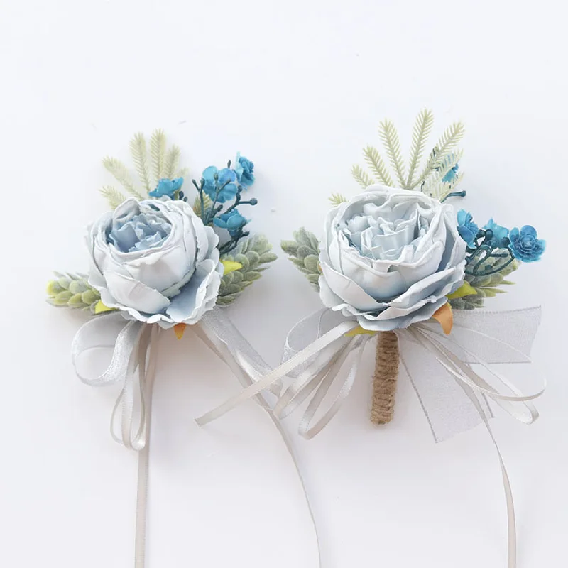 Simulation de fleurs pour mariage, fleurs à main, bleu, réunion d'affaires, ouverture des invités, fournitures de mariage, 2414