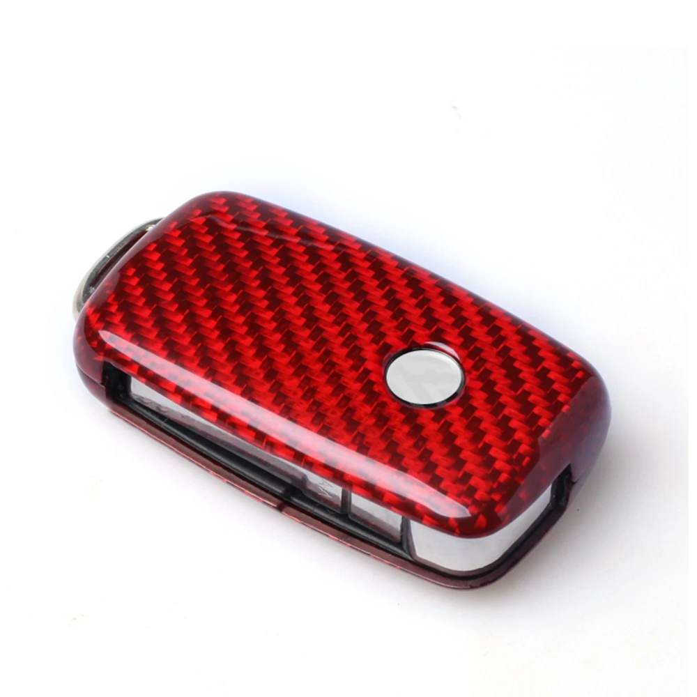 For Volkswagen VW Golf GTI R32 Jetta Rabbit Polo 2015-2017 Carbon Fiber Black/Red Car Remote Smart Folding Key Shell Cover