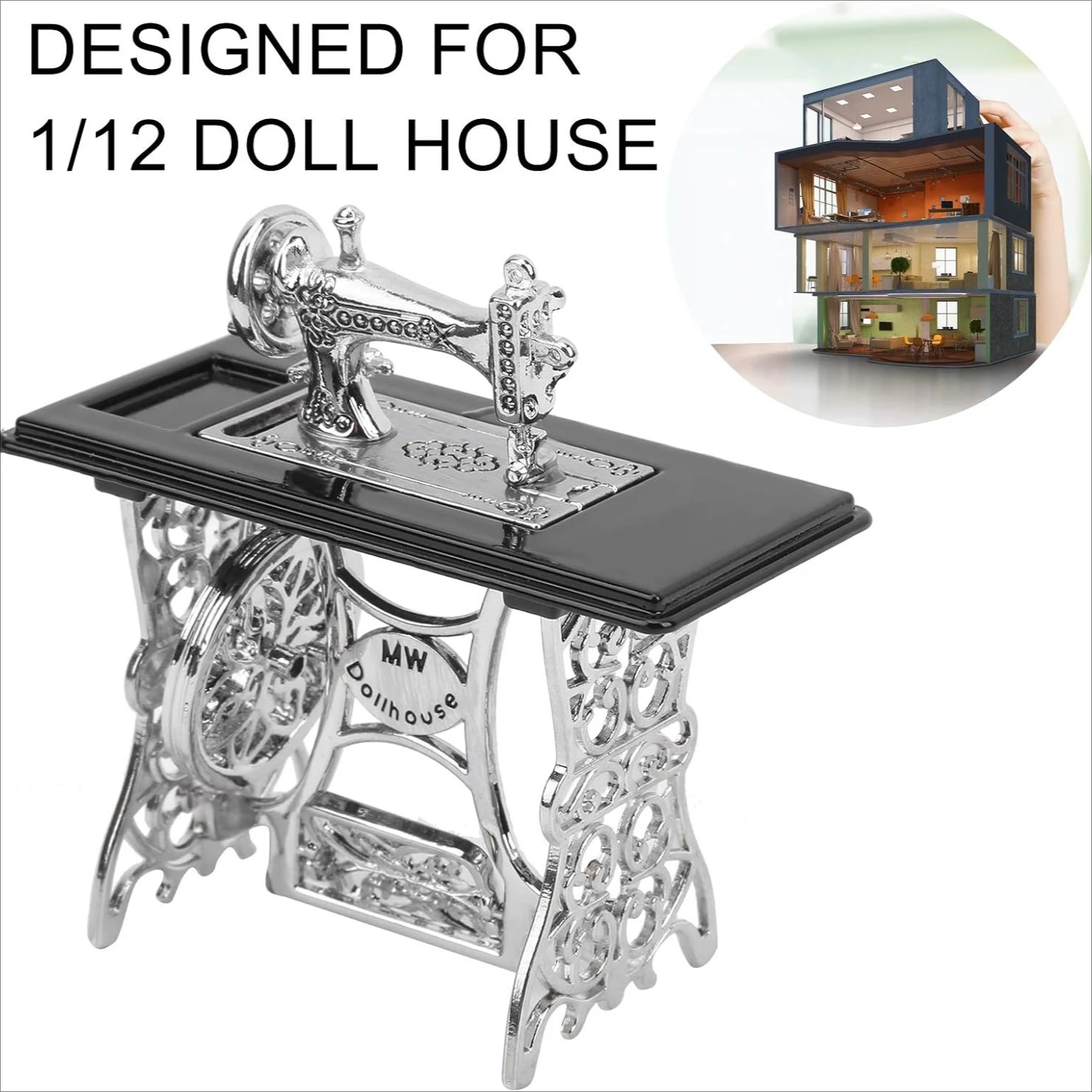 Miniature Toy Model Scene Doll House Accessories Mini Sewing Machine, Multifunctional Indoor/outdoor Decoration