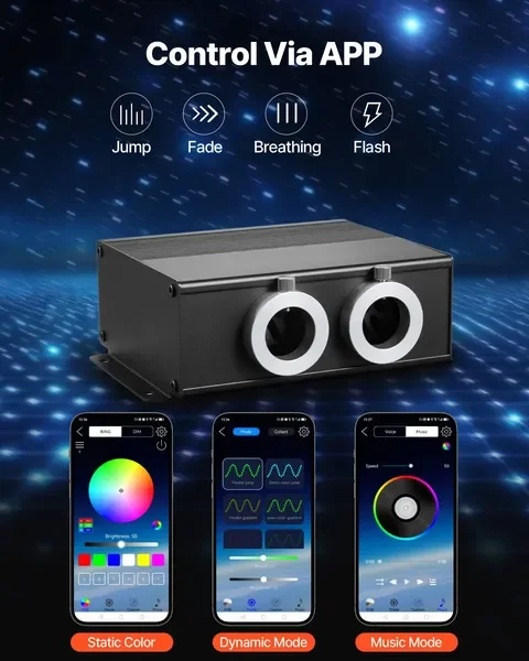 900개 헤드라이너 스타 라이트 키트 천장 반짝이 조명 광섬유 가정용 자동차용