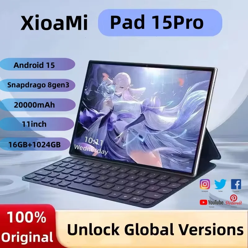 

2025 Original Xioami Pad 15Pro Tablet Android 15 16GB+1T Tablet PC Global Version 11inch Tablets 20000mAh 5G Dual SIM WiFi GPS