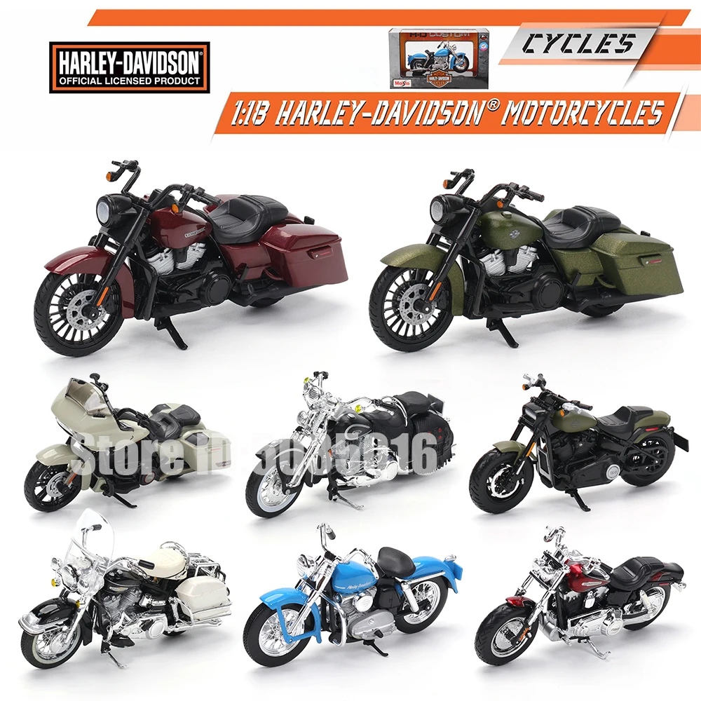 Maisto 1:18 Harley-Davidson Motorcycle 2022 Road King 2022 Fat Bob 114 Alloy Motorcycle Model Toy Car Collection