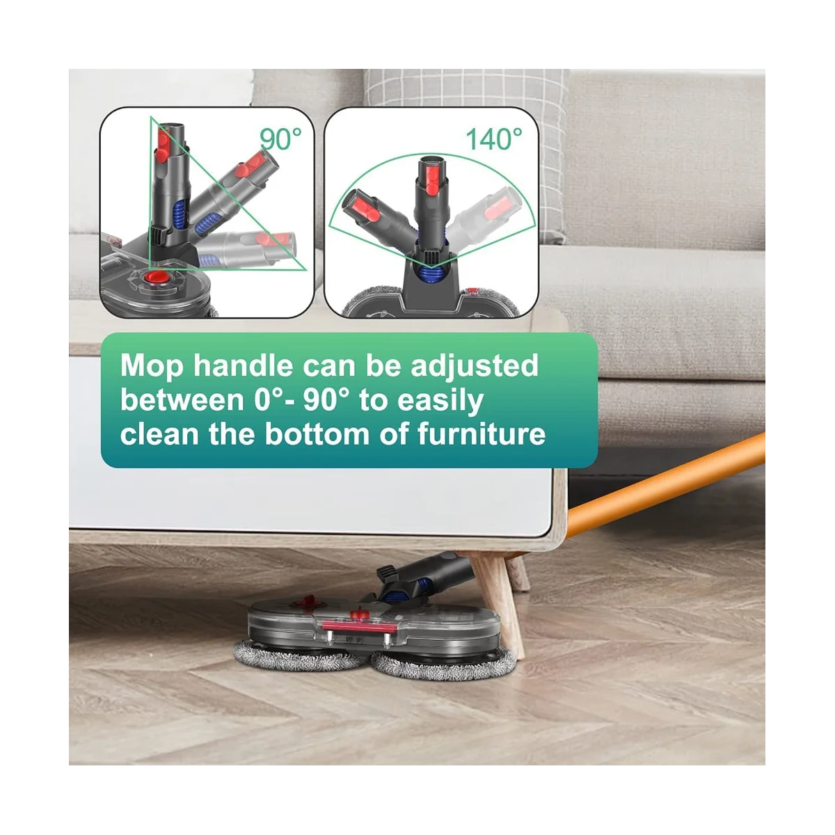 A09G-Electric Mop Attachment for V12 Detect Slim Vacuum Cleaner Mop Attachment with 6 Mop Pads and Removable Water Tank