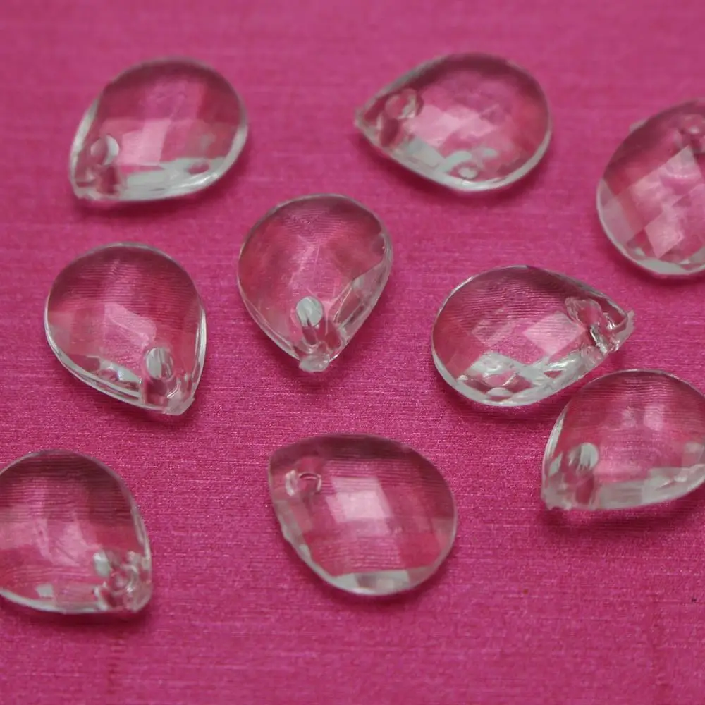 200 Mixed Color Clear Transparent Acrylic Faceted Teardrop Charm Pendants 10X8mm