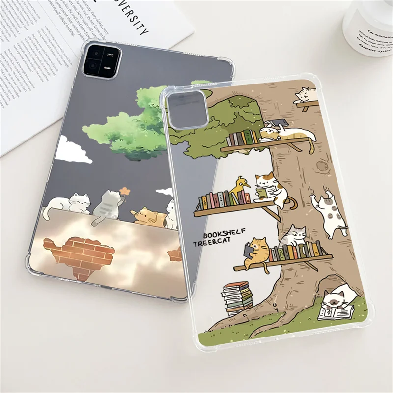 For Funda Xiaomi Pad 6 Case for Xiaomi Mi Pad 5 6 Pro 11 Inch Redmi Pad SE 2023 10.6 Case Funny Leisure Cats Soft Clear Cover