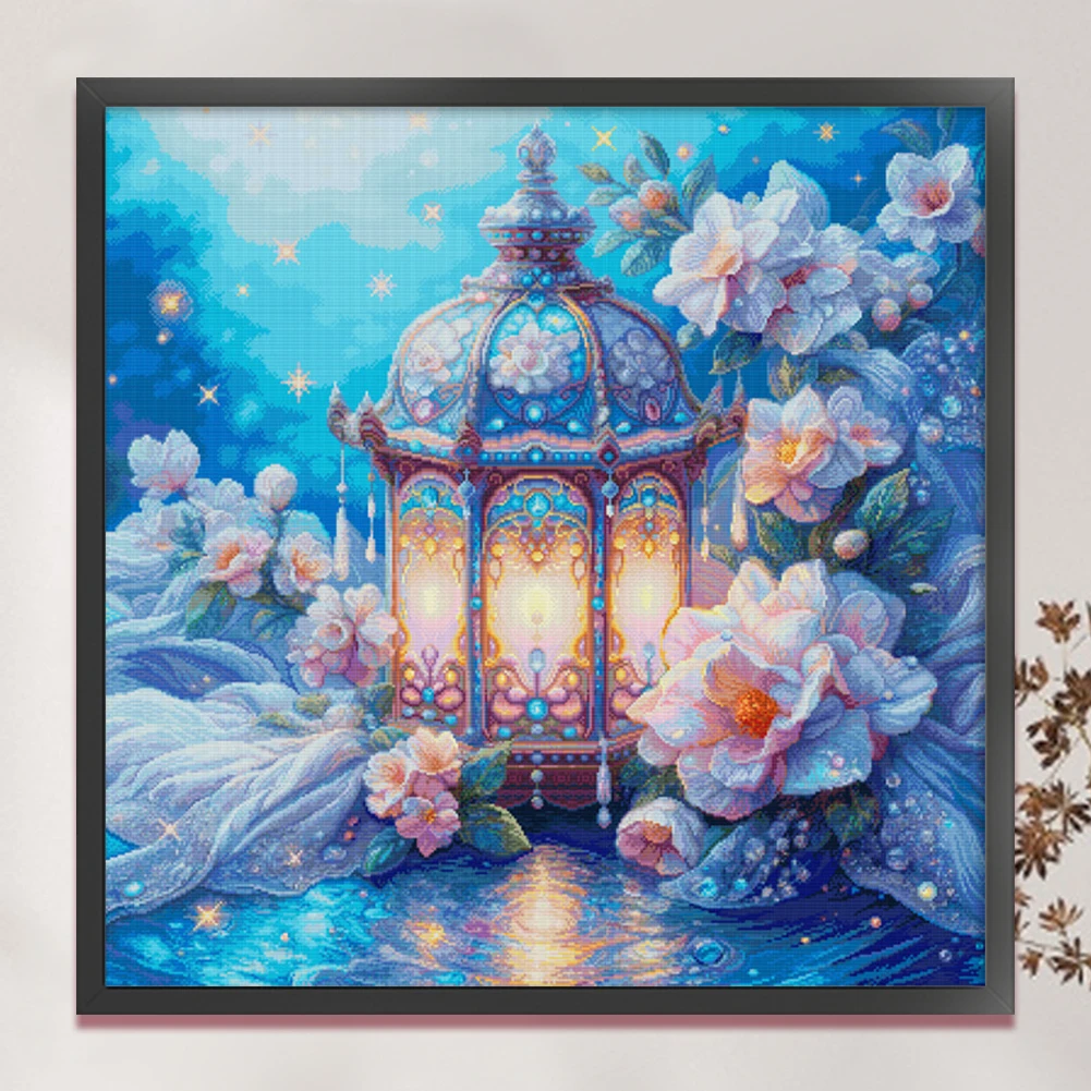 

Набор для вышивки крестом с принтом фонаря 75x75 см, сделай сам, 14CT, египетский хлопок, искусство вышивки