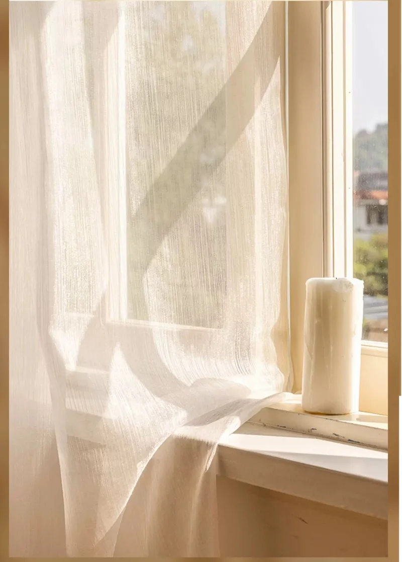 French Dreamy Gilded Flowing Ripple Texture Sheer Curtains White Gold Curtain for Exhibition Hall Balcony Decor Curtains Custom