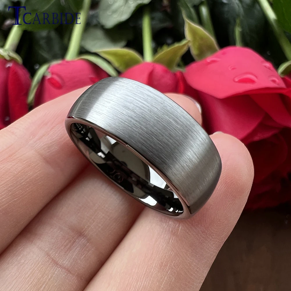 6mm 8mm Tungsten Engagement Ring For Women Men Domed Brushed Multicolor Jewelry Accessories Comfort Fit