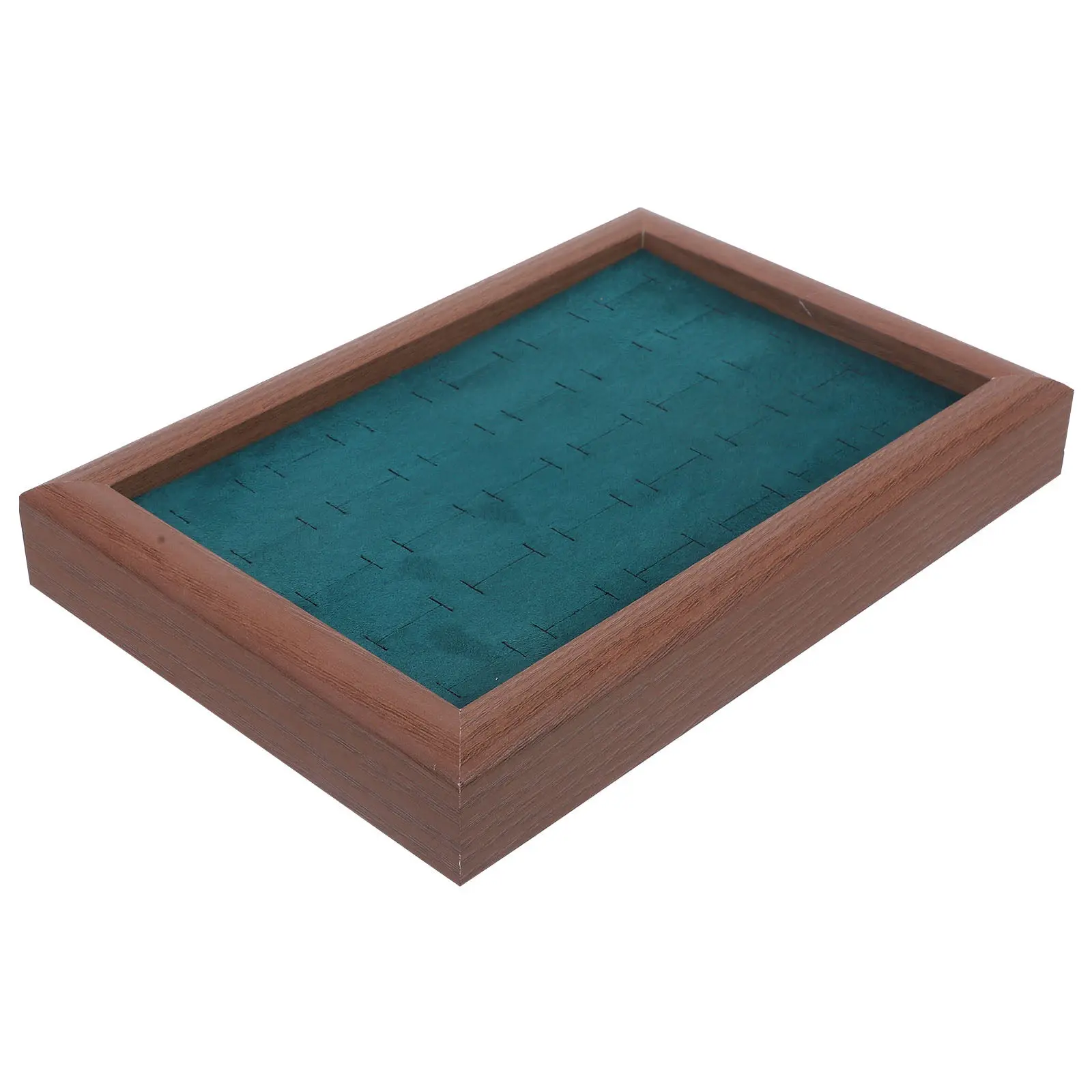 

Premium Wood Jewelry Display Tray Ring Holder with Soft Sponge Cushion Multi-Slots Organizer for Rings Studs Small Accessories
