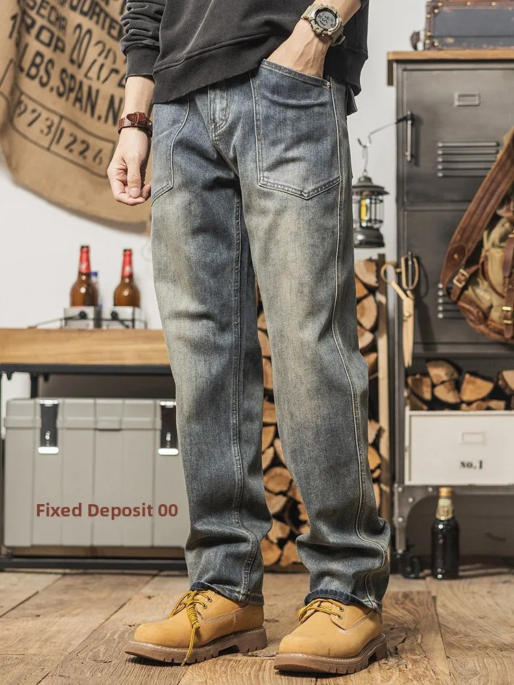 

American Retro Workwear Jeans Loose Straight Leg Men's Spring Autumn New Style Casual Trendy Pants Comfortable Fit Denim