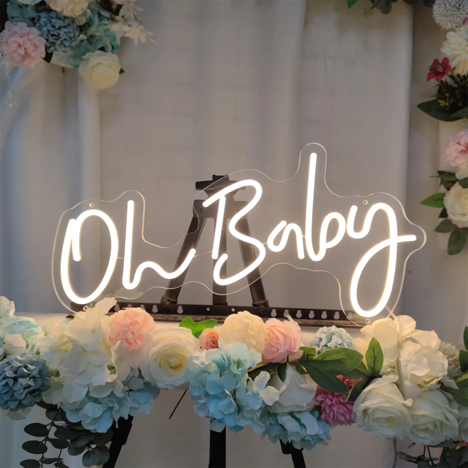 Imagem -03 - Led Neon Light Sign para Birthday Party Decor oh Baby Casamento Casa Quarto Decoração de Parede Suspensa Presentes