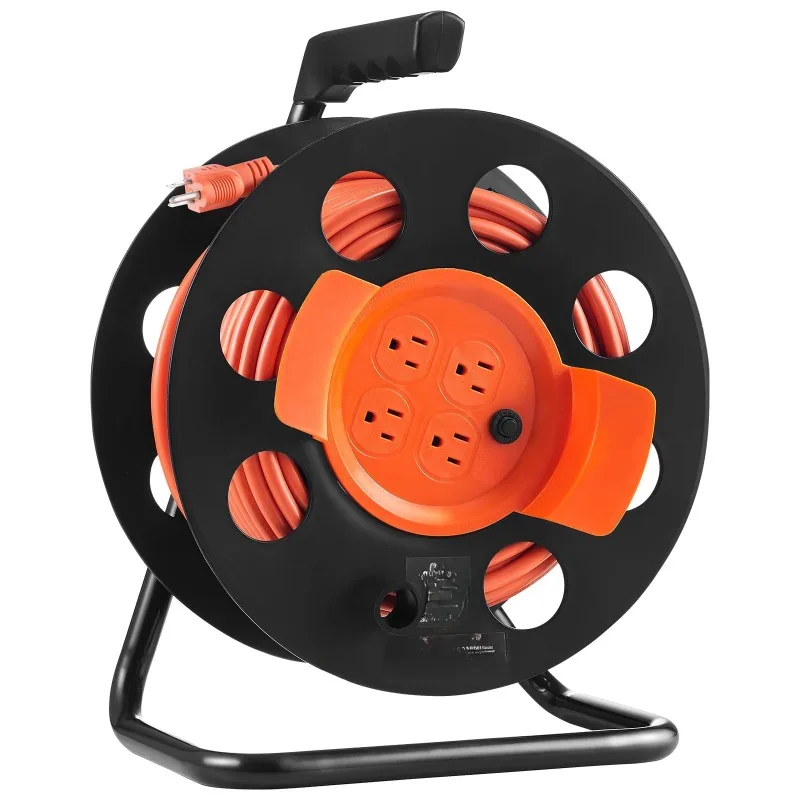 

Manual Cord Wire Reel With Extension Cord 100 ft Circuit Breaker with Heavy Duty Extension Cord Reel