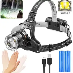 XHP90.2 Super Powerful Headlamp Rechargeable Head Flashlight High Power Head Lamp 1000Meters Headlight 2*18650 Fishing Lantern